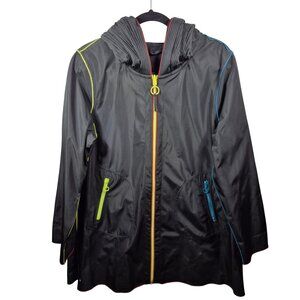 Ubu Jacket Womens L Black Reversible Rain Jacket Full Zip Pockets Travel